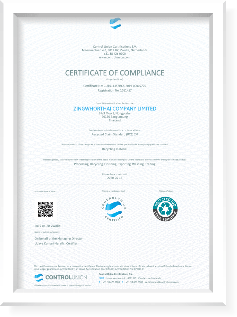 Certificates – Zing Whor Thai Company Limited